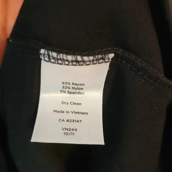 Talbots Women's Shift Dress Size 6 Black Rayon 3/4 Sleeves Back Zipper Stretch - Picture 4 of 8